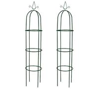 vidaXL Garden Arch Tower Set - Durable Iron Construction, 2 pieces, Dark Green, Ideal for Roses and Climbing Plants, Adjustable Burial Depth, 38 x 190 cm