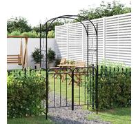 vidaXL Garden Arch with Gate Black 108x45x235 cm Steel