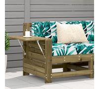 Garden Armrest Sofa Leaf Cushions 69x62x70.5cm Vacuum Pressure Pinewood Outdoor