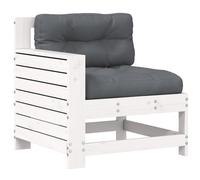 vidaXL Garden Armrest Sofa with Cushion Outdoor Sofa White Solid Wood Pine