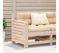 Garden Sofa Armrest Beige Cushion Solid Pine Wood Modular Outdoor 69x62x70.5 cm