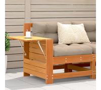 Garden Armrest Sofa Brown Solid Pine Wood 69x62x70.5cm with Taupe Cushion UK