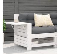 vidaXL Garden Armrest Sofa with Cushion White Solid Wood Pine LSO UK
