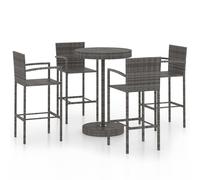 vidaXL 5 Piece Garden Bar Poly Rattan Grey