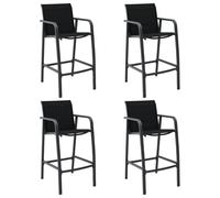 vidaXL Garden Bar Chairs 4 pcs Black Textilene, Black