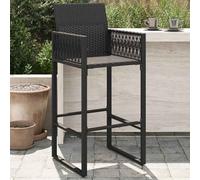 Vidaxl Garden Bar Stools 2 Pcs Black Poly Rattan