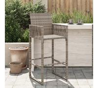 (grey) vidaXL Garden Bar Stools Patio Bar Chair Outdoor Pub Chair 2 pcs Poly Rattan
