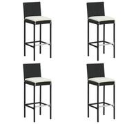 Vidaxl Garden Bar Stools With Cushions 4 Pcs Black Poly Rattan Bar Stools