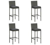 Vidaxl Garden Bar Stools With Cushions 4 Pcs Grey Poly Rattan