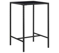 vidaXL Garden Bar Table Black 70x70x110 cm Poly Rattan and Glass UK
