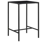 Garden Bar Table Black 70x70x110 cm Poly Rattan and Glass