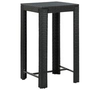 vidaXL Garden Bar Table Black Poly Rattan Bistro Pub Cafe Counter Height Desk