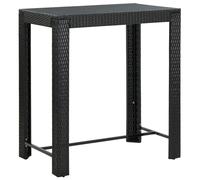 vidaXL Garden Bar Table Black Poly Rattan Outdoor Bistro Pub Counter Tea Table