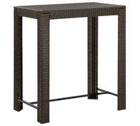 vidaXL Garden Bar Table Brown Poly Rattan Outdoor Bistro Pub Counter Tea Table
