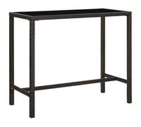 Garden Bar Table Brown 130x60x110 cm Poly Rattan and Glass