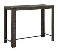 vidaXL Garden Bar Table Brown 140.5x60.5x110.5 cm Poly Rattan UK