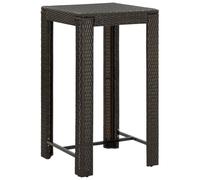 vidaXL Garden Bar Table Brown Poly Rattan Bistro Pub Cafe Counter Height Desk