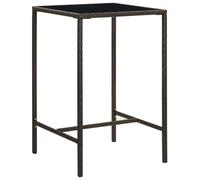 vidaXL Garden Bar Table Brown Poly Rattan and Glass Pub Counter Outdoor Desk