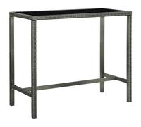 vidaXL Garden Bar Table Grey 130x60x110 cm Poly Rattan and Glass, Grey