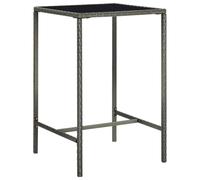 vidaXL Garden Bar Table Grey Poly Rattan and Glass Pub Counter Outdoor Desk