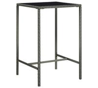 vidaXL Garden Bar Table Grey 70x70x110 cm Poly Rattan and Glass, Grey
