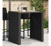 vidaXL Garden Bar Table with Acacia Wood Top Black 105x80x110 cm Poly Rattan