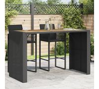 Garden Table with Acacia Wood Top Outdoor Dining Table Poly Rattan vidaXL