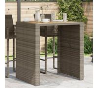 vidaXL Garden Bar Table with Acacia Wood Top Grey 105x80x110 cm Poly Rattan