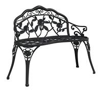vidaXL Outdoor Garden Bench - Romantic Cast Aluminium Black Park Bench with Ornate Details and Cast Iron Legs for Patio, Garden Seating