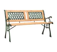 vidaXL Solid Firwood Garden Bench 122 cm Cast Iron Outdoor Seating Lounge Seat