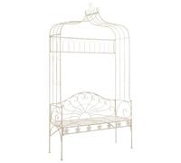 vidaXL Garden Bench 122cm Iron Antique White Outdoor Patio Yard Seat Chair