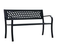 vidaXL Garden Bench Black Steel Patio Deck Outdoor Camping Picnic Benches