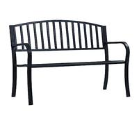 vidaXL Garden Bench 125cm Black Steel Wood Outdoor Patio Seating Furniture