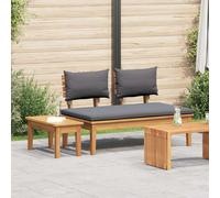 VidaXL Garden Bench And Table Set 2 Pcs Grey And Brown Solid Teak Wood