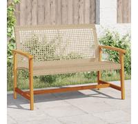vidaXL Garden Bench Beige 112 cm Poly Rattan and Acacia Wood