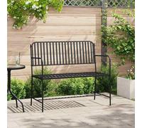 Garden Bench Black Steel 104 x 54 x 93cm Outdoor 2-Seater Metal Seat Heavy-Duty