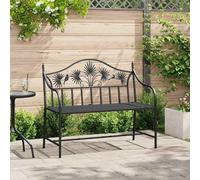 Garden Bench Black Steel 104x54x93cm Outdoor 2-Seater Weatherproof Seat Durable