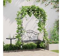 vidaXL Garden Bench Black 121 x 48 x 200 cm Steel