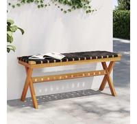 vidaXL Garden Bench Outdoor Bench Seat Black Solid Wood Acacia and Fabric