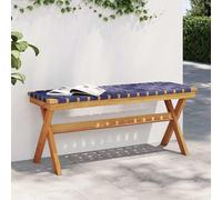 vidaXL Garden Bench Outdoor Bench Seat Dark Blue Solid Wood Acacia and Fabric