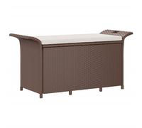 vidaXL Garden Bench Patio Outdoor Bench Seat with Cushion Brown Poly Rattan