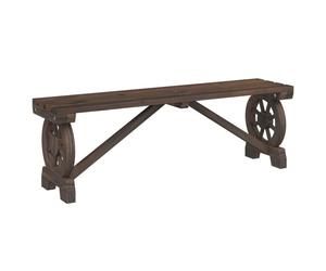 vidaXL Garden Bench - Solid Fir Wood with Burnt Look, Wagon Wheel Armrests, Outdoor Patio Loveseat, 115x28x39.5 cm