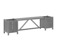 vidaXL Garden Bench with 2 Planters 150cm Solid Acacia Wood Grey UK HOT