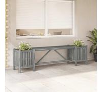 vidaXL Garden Bench with 2 Planters 150cm Solid Acacia Wood Grey UK HOT