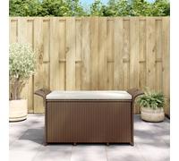vidaXL Garden Bench Patio Outdoor Bench Seat with Cushion Brown Poly Rattan