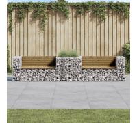 Garden Bench with Gabion Basket Impregnated Wood Pine
