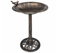 vidaXL Garden Bird Bath Bronze Plastic Bird feeder Bowl Water Ways Stands