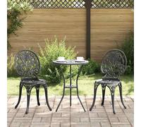vidaXL Garden Bistro Set 3 pcs Black Aluminium, Black