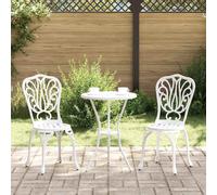 VidaXL Garden Bistro Set 3 Pcs White Aluminium
