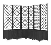 vidaXL Garden Planter with Trellis, Weather- PP Black Rectangular Outdoor Plant Box, Climbing Plants Support, Large Capacity - 120x120x136 cm